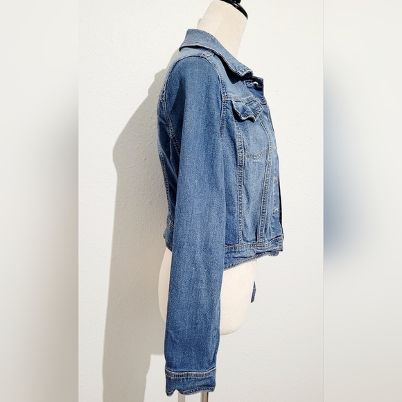 Mossimo Cropped Denim Jacket Stretch Cotton/spandex Woman's Size Medium - Picture 2 of 8